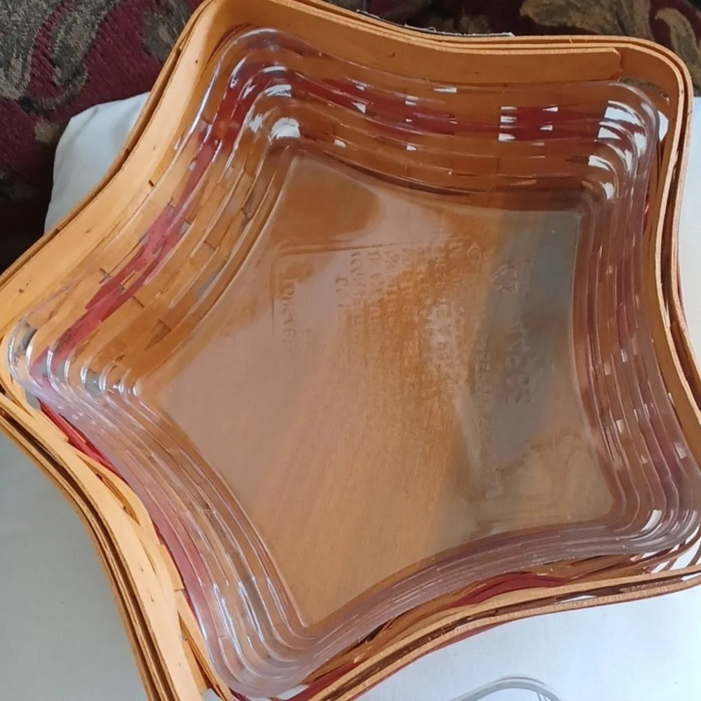 Vintage Longaberger Star Basket with Red Accents, two inserts, 2001